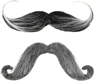Set van 4 Neppetjes voor Mannen - Zwarte en Grijze Snorren en Baarden voor Verkleedpartijen en Feesten