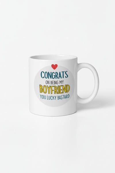 Grappige Mok Vriendje - Congrats On Being My Boyfriend You Lucky Bastard - Cadeau voor Vriend