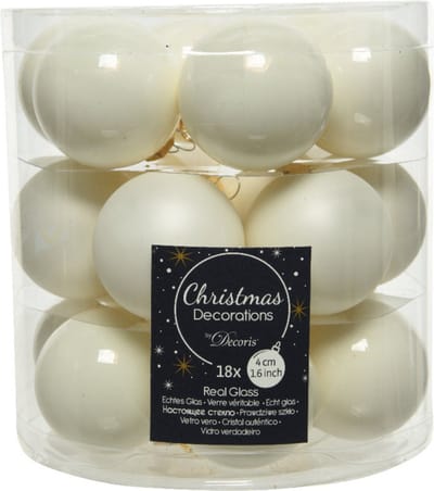 Decoris Kleine kerstballen - 18x st - wol wit - D4 cm - glas - kerstversiering