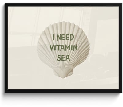 Poster in lijst - Fotolijst 70x50 cm - Posters - Schelp - Quote - Groen - Posterlijst zwart - Decoratie - Wanddecoratie woonkamer - Muurdecoratie slaapkamer