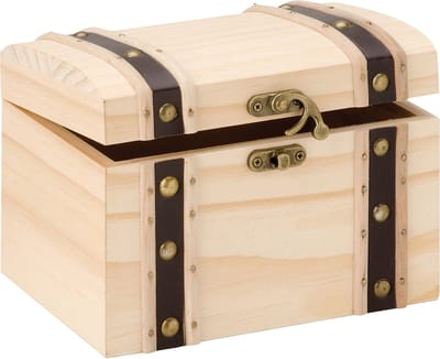 Glorex hobby houten schatkistje met sluiting en deksel - 17 x 12 x 12 cm - Sieraden/spulletjes/sleutels - kleine kistjes