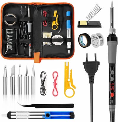 Soldeerbout Set - Loodgietersset Elektrisch - Elektronica Repareren - Verstelbare Temperatuur - 80W - Zwart