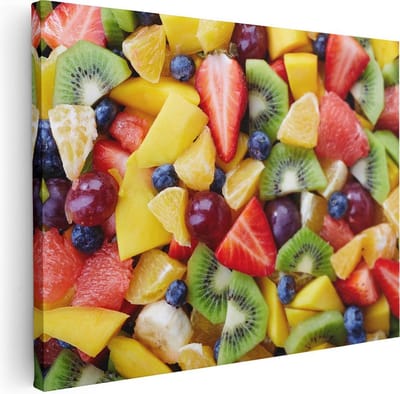 Artaza Canvas Schilderij Fruitsalade - 40x30 cm - Klein - Wanddecoratie Woonkamer - Muurdecoratie Keuken - Schilderijen Op Canvas Fruit