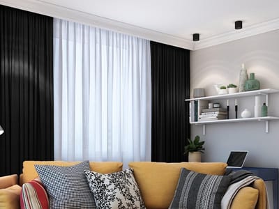 Maroyathome LEMONI - Gordijn - Verduisterend - met Plooiband - kant en klaar - 150 x 250 cm - 150 cm breedte en 250 cm lengte - Zwart - 1 Stuk