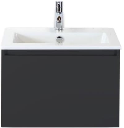 Frozen Badmeubelset 60 cm - Greeplijst in Kleur - Zwart Mat - Keramische Wastafel Wit 1 Kraangat
