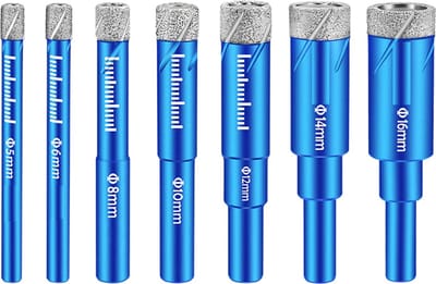 DW4Trading Diamant boren set - Tegelboren met wax ø 5,6,8,10,12,14,16mm - 7 delig