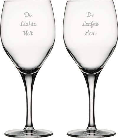 Gegraveerde witte wijnglas 34cl De Leafste Mem-De Leafste Heit