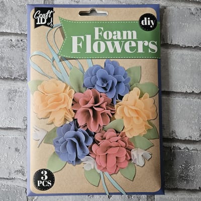 Foam bloemen blauw, diy kit, zelf bloemen boeket maken
