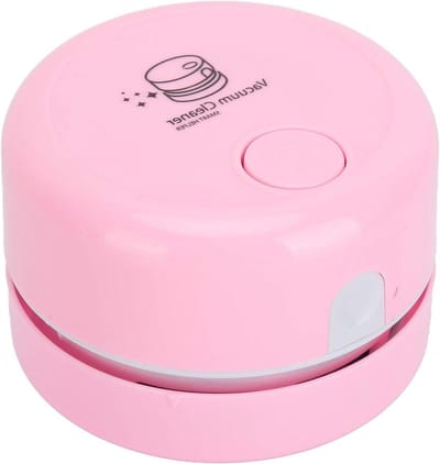Mini Stofzuiger - Desktop Reiniger - Bureau Schoonmaken - Stille Werking - 9x9x7 cm - Roze