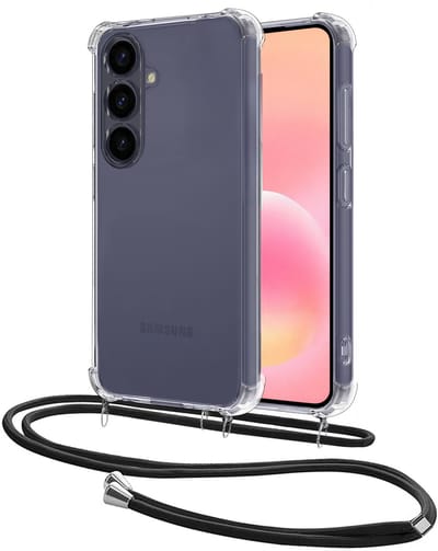 Hoesje - Geschikt voor Samsung Galaxy A57 - Met Koord - Shock Proof - Siliconen Case - Back Cover - Telefoonkoord - Telefoon Hoes Shockproof - Telefoonketting - Transparant