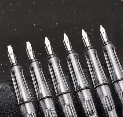 Set van 6 Transparante Vulpen met Verschillende Puntgroottes voor Calligrafie en Handlettering