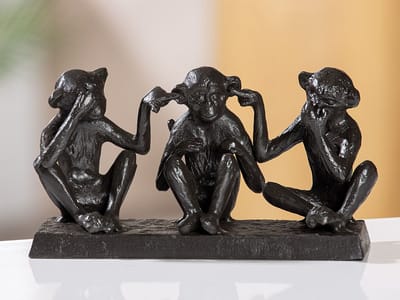 Gilde - Horen zien en zwijgen - Beeld - 3 Apen - Metaal - 5 x 18 cm