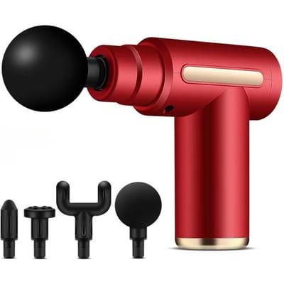 Pistolet de massage fascia électrique portable pour la relaxation musculaire, la récupération sportive, outil de massage vibrant multifonctionnel Type C Charge rouge