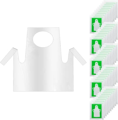 50 Stuks Wegwerpschorten voor Kinderen, Waterdichte Plastic Schorten voor Koken en Schilderen, 55 x 65 cm, Transparant en Praktisch