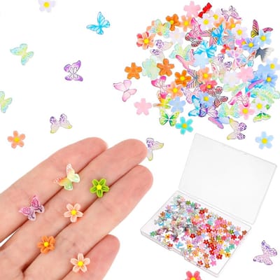 Miniatuur Decoratie - Hars Vlinders Bloemen - Ambachtelijk Knutselen - Waterdicht Materiaal - 100 Stuks - Multicolor