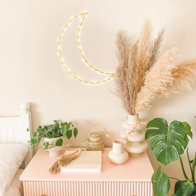 Maanlamp LED - Gouden Wandlamp - USB Voeding - Sfeerverlichting - Kinderkamer Verlichting - Woonkamer Decoratie - Slaapkamer Lamp
