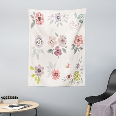 ABAKUHAUS Vintage bloemenwandtapijt, doorlopende bloemen, 110 x 150 cm, meerkleurig