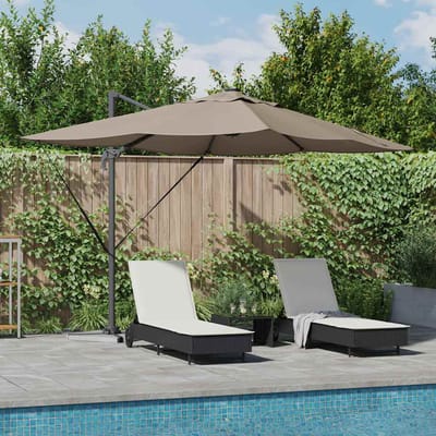 vidaXL - Parasol - 352 - x - 251 - x - 265 - cm - Polyester - en - Aluminium - Taupe