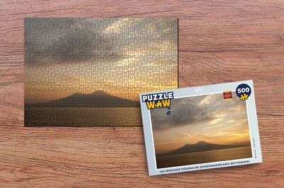 Puzzel De Vesuvius tijdens de zonsondergang bij Pompeï - Legpuzzel - Puzzel 500 stukjes