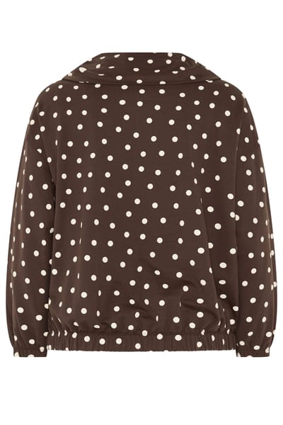 Limited Collection Bruine Hoodie Met Stippen En Halve Rits Size 42