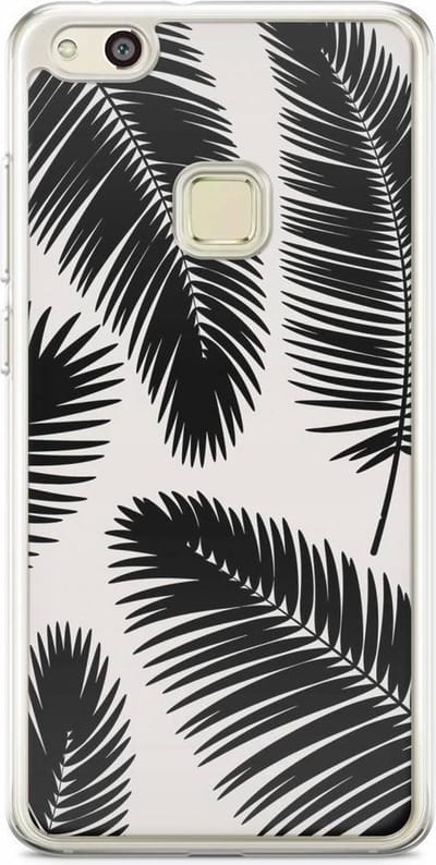 Casimoda® hoesje - Geschikt voor Huawei P10 Lite - Palm Leaves Silhouette - Siliconen/TPU - Soft Case - Zwart - Planten