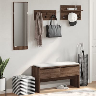 vidaXL - 4-delige - Garderobe - set - bewerkt - hout - bruin - eikenkleurig