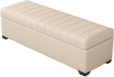 Opbergbank met Zitplaats - Poef Bank Voetenbank - Ruimte Organiseren - Waterdicht Nappa Leer - 70x40x40cm - Wit