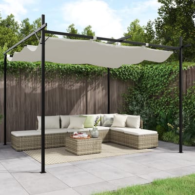 vidaXL - Pergola - met - uitschuifbaar - dak - 295x292x230 - crèmekleurig