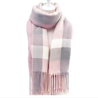 Sjaal Dames Winter Koreaanse Wild Plaid Wol Imitatie Kasjmier Sjaals Winter Dames Dikke Sjaal roze