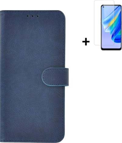 MoDo hoesje Geschikt voor Oppo Find X5 Lite - Kunstleer Book Case - Blauw hoesje met screenprotector
