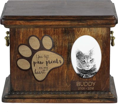 Persoonlijke urn voor katten met foto en hondenras, voor kattenas.