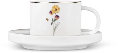 Karaca Valencia Koffiekopjesset 12-delig - 6 Personen - 80 ml - Espresso & Turkse Koffie - Kopjes met Schotels