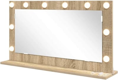 Led Make-up Spiegel - Wandspiegel Verlichting - Dagelijkse Verzorging - Warm Wit Licht - 80 x 45 cm - Sonoma Eiken