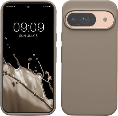 kwmobile hoesje geschikt voor Google Pixel 9 / Pixel 9 Pro case - Siliconen telefoonhoesje - Telefoon beschermhoes - Smartphone cover in taupe