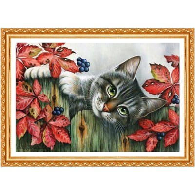 Borduuruitverkoop Katten 5D Diamantschilderij Volledige ronde boor Vlinder Kruissteek Mozaïek Dieren 20X30CM black