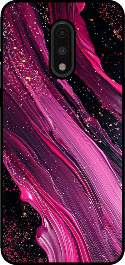 Smartphonica Telefoonhoesje Geschikt voor OnePlus 7 met marmer opdruk - TPU backcover case marble design - Paars Roze geschikt voor OnePlus 7