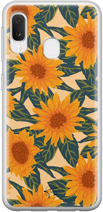 Hoesje geschikt voor Samsung Galaxy A20e - Zonnebloemen - Soft Case - TPU - Bloemen - Geel - Mooie Telefoonhoesjes