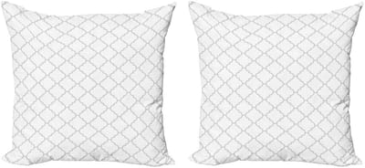 ABAKUHAUS Kussenhoes Set 2x 40x40 cm – Dubbelzijdig bedrukt – Wit/Grijs