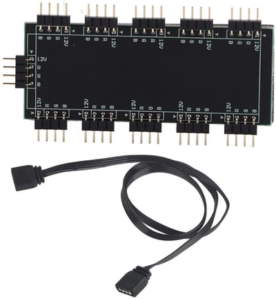 Dailygoods - Dailygoody - 10-kanaals RGB-hub - RGB-ventilatorverlengkabel - Eenvoudige installatie - Horizontaal pinontwerp - Geschikt voor PC desktop - 12V en 5V ...