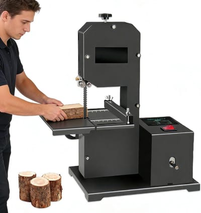 Tafelbandzaag Houtbewerking - Professionele Zaagmachine - Precisie Hout Snijden - Verstelbare Werktafel - 70mm Zaaghoogte - Grijs