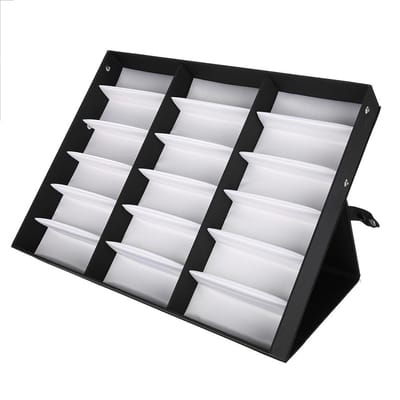 18 Vakken Brillen Display Koffer Zonnebrillen Opbergdoos Organizer Brillen Sieraden Display Doos zwart