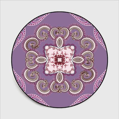 Tapis de sol rond de Style ethnique rétro, Mandala marocain, Style européen et américain, fleur et papillon, pour chambre à coucher et salon 60cm in diameter noir