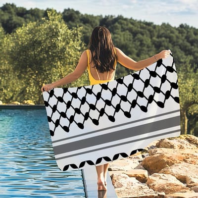 Palestijnse Kufiya Handdoek Sneldrogende Strandhanddoeken Zijn Geschikt Voor Zwembaden, Kamperen, Yoga En De Sportschool W40*H60(CM)
