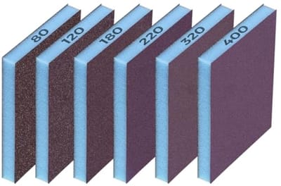 Thijox - 6 Stuks Schuursponsenset, 80/120/180/220/320/400, Hout en Metaal Schuurpads, Hoge Dichtheid, Bruin Aluminiumoxide, Nat of Droog Gebruik, Asso
