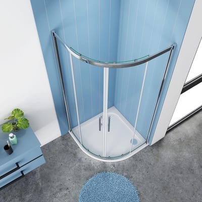 Serie Freesia - Douchecabine Kwartrond - 90x90 Schuifdeur - Chroom Hoekinstap - 5mm Helder Veiligheidsglas
