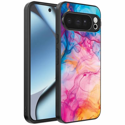 Geschikt voor Google Pixel 10 Pro Telefoonhoesje met Regenboog Acryl Marmer Opdruk - TPU Backcover Case Rainbow Acrylic Marble Design - Smartphonica geschikt voor Google Pixel 10 Pro