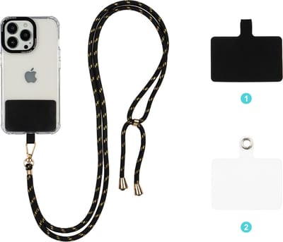 Casemania Universele Telefoonkoord - Verstelbare Telefoonketting - Koord voor Telefoon - Ebony