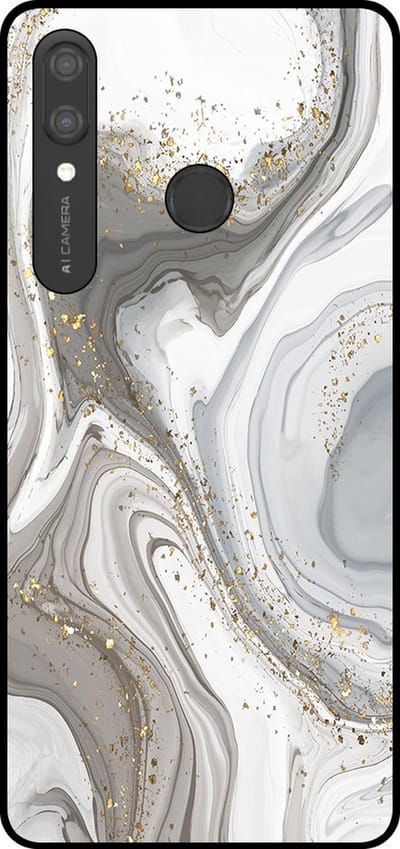 Smartphonica Telefoonhoesje Geschikt voor Huawei P Smart (2019) met marmer opdruk - TPU backcover case marble design - Zilver geschikt voor Huawei P Smart (2019)