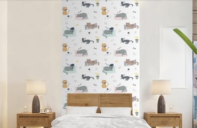 Behang - Fotobehang Katten - Huisdieren - Patronen - Breedte 120 cm x hoogte 240 cm