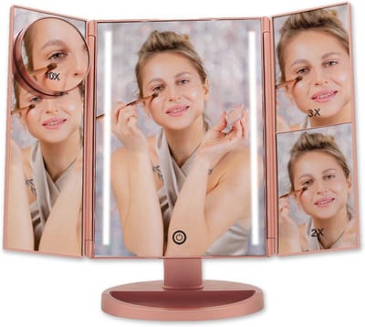 SnelShoppen - Make-upspiegel met 1X/2X/3X Vergroting, 36 LED-lampjes, Touchscreen, USB Oplaadbaar, 180 Graden Verstelbare Standaard, Cosmetische Spieg